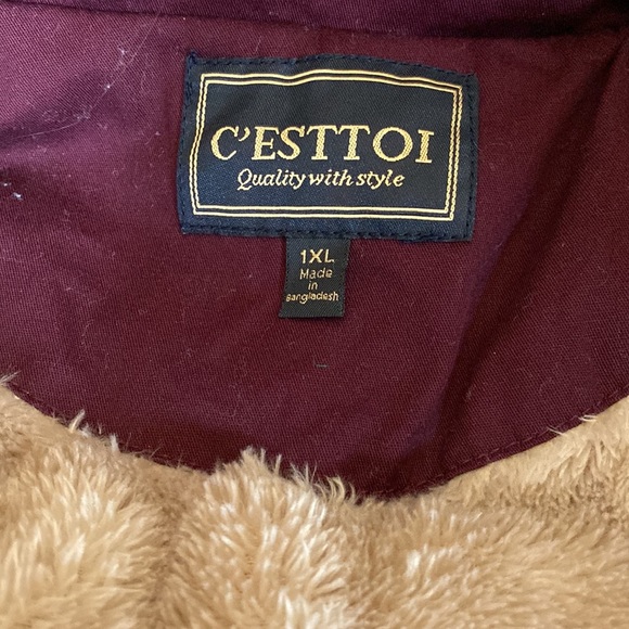 C’EST TOI MAROON CARGO UTILITY FUR LINED VEST - Picture 4 of 9
